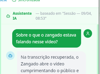 Screenshot do app mostrando o histórico de sessões